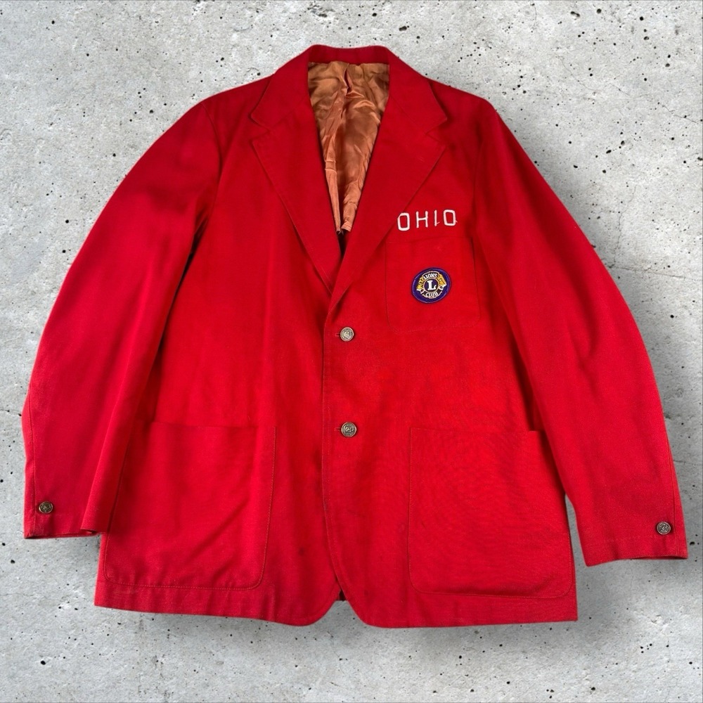 Vintage Ohio Lions Club Member Chainstitch Blazer Suit Jacket 60s 70s